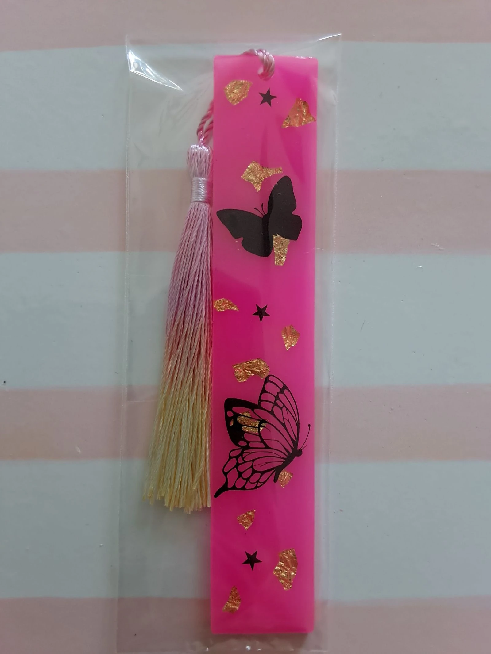 Marque page rose fluo 